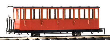 Ferro Train 1021-02 - Austrian Cog rwy passenger coach, open platform, red